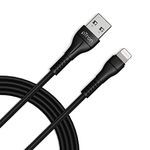 pTron Solero i241 USB-A to iOS Fast Charging Cable Compatible with iOS Phones, 480Mbps Data Transfer Speed, Made in India, Durable & Tangle-free PVC Cable (Round, 1M, Black)