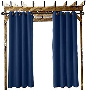 ChadMade Rideau Extérieur Imperméable Marine L 305 x H 244 CM, Rideau a Oeillets (Passe-Fil) pour Facade Avant de Pergola Cabana pour Couvrir Le Quai Gazebo et L'accueil de la Plage （1 Panneau）