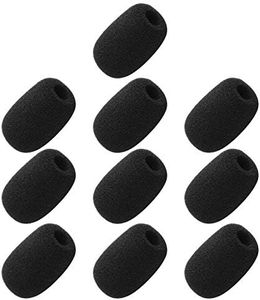 10 Piece Black L30mm x D8mm Mini Microphone Headset Windscreen Foam Mic Cover