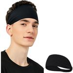 PAROPKAR Elastic Headband Sweatband & Sports Headband for Running Cycling Gym Yoga Basketball - Stretchy Moisture Wicking Unisex Hairband (Black)