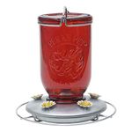 Perky-Pet 786 Red Mason Jar Glass Hummingbird Feeder