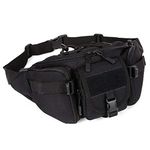 Huntvp Tactical Waist Pack Pouch WR Molle Fanny Hip Belt Bag (Black)