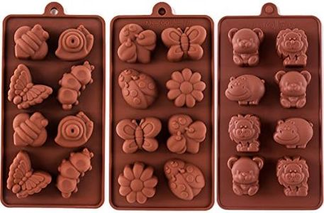 CTAOOL Silicone Moulds Non-Stick Chocolate Candy Mould,Soap Moulds,Silicone Baking Mould Making Kit, Set of 3 Forest Theme with Different Shapes Animals,Lovely & Fun for Kids