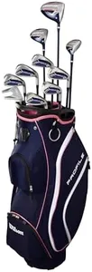 Wilson Women's Profile Complete Golf Set with Cart Bag - Right Hand, Petite, Ladies, Navy/Rose Gold/Silver