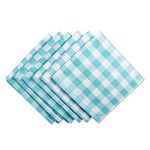 DII 100% Cotton, Oversized Basic Everyday 20x20 Napkin Set of 6, Aqua & White Check