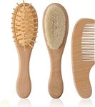 3 Piece Wooden Baby Hair Brush and 