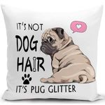 HUASHUZI Pug Dog Cushion Cover Pug Lovers Gift for Women Mum Mothers Day Decorations Throw Pillow Case Decor Home for Livingroom Couch Sofa 18"x18"(45x45cm)