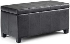 Simpli Home AXCOT-223-DBL Dover Storage Ottoman Bench, Distressed Black