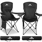 Vivo Technologies Set of 2 Camping Chair Lightweight Folding Portable Camping Chair with Cup Holder and Side Pocket 120kg Capacity for Outdoor, Fishing, Picnics, Travel Black