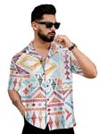 Zilcon Men's Shirt for Men Short Sleeve Shirt Collar Beach Floral Summer Casual Button Down T-Shirts (in, Alpha, XL, Regular, Multi)