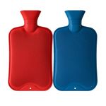 2 Litre Large Hot Water Bottles Pack of 2 - Natural Rubber Leakproof Hot Water Bag with Ribbed Surface for Pain Relief, Period Cramps, Muscle Aches, Back Pain & Warm Therapy (Assorted Colours)