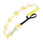 Daisy Chain Yellow - Sweaty Bands Non-Slip Fitness Headband - Polyester Fashion Headband - 3/8-Inch Wide