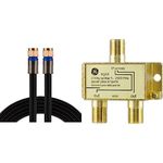 GE RG6 Coaxial Cable 25 ft. + GE Digital 2-Way Coaxial Cable Splitter (2.5 GHz)