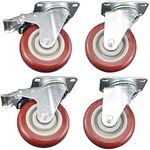 riin 4pcs Set 4inch 100mm Solid Hard Plastic Caster Wheel Heavy Duty 2 Swivel-only and 2 Swivel&Brake/Lock Industrial Castor 130kg ea for Trolley Furniture Equipment