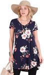 Popana Womens Short Sleeve Summer Tunic Tops to Wear with Leggings Loose Fit Plus Size Made in USA Medium ST94 Floral