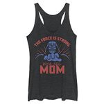 STAR WARS Force Strong Mom Women's Racerback Tank Top, Black Heather, Large