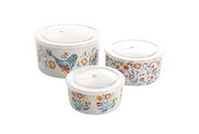 The Pioneer Woman Mazie 9-Piece Round Ceramic Nesting Bowl Set with Build-In Steam Release