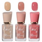 Rosarden Nail Polish Set - Nude Nail Varnish Set - 3Pcs Nude Pink Cherry Blossom Polish Quick Dry Nail Varnish Gift Set DIY Long Lasting Nail Art Home