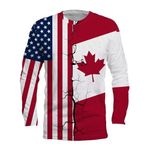 VNBNT America Canada Friendship Flag Long Sleeve Shirts for Women Men with Design Novelty in Canada Day, 4th of July