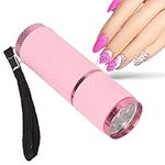 Flashlight Nail Lamp, Mini UV LED Single Finger Nail Lamp for Gel Nails 9 LED Flashlight Portability Nail Dryer Machine Nail Art Tools (Pink)