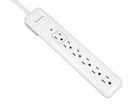 Monoprice 6 Outlet Slim Surge Protector Power Strip - White - 3ft Cord | UL Rated 540 Joules With Power/Circuit Breaker Switch