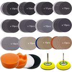 128pcs 3 Inch Sandpaper 60-10000 Grit Wet and Dry Sanding Paper with Soft Foam Buffering Pad and 1/8"&1/4" Shank Backing Pad Waxing Foam Polish Pads for Car Wood Metal Mirror Jewelry