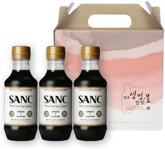 SANC All Purpose Korean Soy Sauce, 12.2 Fl Oz (Pack of 3) – Less-Sodium Salt Substitute, NON-GMO Bean, No Artificial Additives, Naturally Brewed Soy Sauce with Music Fermentation