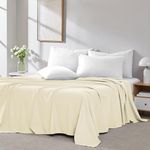 Southshore Fine Living, Inc. 2-Pack Queen Size Flat Sheets Only, Premium Queen Bed Sheets, 90" x 102" Queen Size Top Sheet Stays Tucked on Deep Mattresses, Queen Flat Sheet Set, Cream