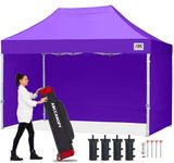 ABCCANOPY 3x4.5M Pop Up Gazebo Canopy Commercial Tents Market stall with 4 Removable Sidewalls and Roller Bag Bonus 4 Weight Bags (Purple)