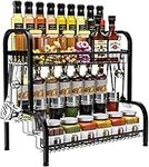 CHARMDI Black Spice Rack Organiser, 2 Tier Spices Organizers and Storage Racks, Spice Racks Free Standing for kitchen Countertop Organizer