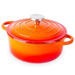 Cast Iron Dutch Oven with Lid – Non-Stick Ovenproof Enamelled Casserole Pot – Sturdy Dutch Oven Cookware – Orange, 2.1-Quart, 20cm – by Nuovva