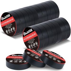 Oleitodh 20 Rolls Black Electrical Tape Bulk 3/4 Inch x 66ft, 7Mil Waterproof Vinyl Electric Tape High Temp Insulation Tape for Electrical Protection Home Outdoor Electric Insulating Wire Wrapping
