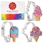 Ice Cream Cookie Cutters 3-Pc. Set Made in USA by Ann Clark, Popsicle, Hard and Soft Serve Ice Cream Cone