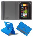 Acm Designer Rotating Leather Flip Case Compatible with Kindle Fire Hd 7 2012 2nd Gen Tablet Cover Stand Dark Blue