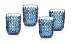 Double Old Fashioned Glasses Beverage Glass Cup Alba by Godinger – Blue – Set of 4