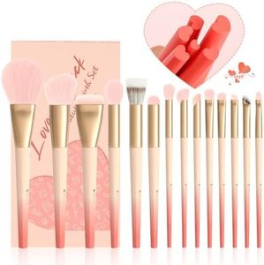 DUcare Makeup Brushes Set 14Pcs Love Struck Makeup Brush Set Premium Synthetic Kabuki Foundation Blending Face Powder Blush Concealers Eye Shadows Brushes