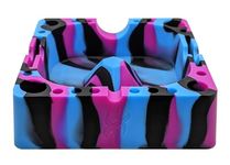 HerbHuggers Unbreakable Silicone Ashtray Featuring Center Tap Ash and Glassware Clearer with Accessory Organizing Slot Holders (Cosmos)