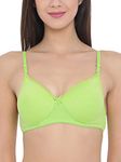 Clovia Women's Cotton Wire Free Casual Push-Up Bra (BR1643P1134C_Green_34c)