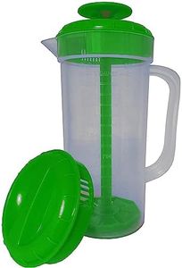 JBK Pottery Salad Dressing Mixer, 1 Quart Capacity, Plastic Blender with Measurements, Includes Mixing Lid & Normal Lid, Emulsifies Homemade Ranch, Vinaigrettes, Italian Dressings & More (Green)
