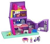 Polly Pocket Pollyville Pocket House with 4 stories, 5 rooms, 4 hidden reveals, 11 accessories & Polly and Paxton Pocket Micro Dolls; for Ages 4 and Up