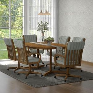 Chromcraft 7-Piece Table Set for 6, Expandable Table with 6 Chairs Table and Chairs Set for Kitchen Room (Alden Garden)
