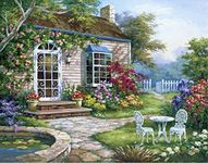 WOWDECOR Paint by Numbers Kits for Adults Kids, Number Painting - Forest Flowers Yard Cottage Landscape 16x20 inch (Frameless)