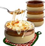 Stock Your Home 12 oz French Onion Soup Crock (4 Pack) -Two-Toned Brown & Ivory Porcelain Soup Bowls -Oven Safe Soup Bowls -Microwave and Dishwasher Safe Soup Crocks