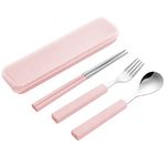 VANRA 3-Piece Children Utensils Set 18/8 Stainless Steel Child Flatware Set Silverware Spoon Fork Chopstick Set with Travel Case for Kids Lunch Box