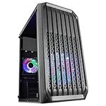 Mars Gaming MC-S2, Ultra-Compact Micro-ATX PC Case, Front Grille, 2x FRGB Fans, Full Side Window Gaming Case, Supports Liquid Cooling up to 240mm, Black