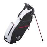 Wilson Staff Golf Bag, EXO Lite Stand Bag, Carrying/Trolley bag, 4 Compartments for Various Irons, Black/White/Red