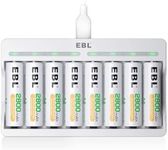 EBL Rechargeable Batteries AA with Charger Kit, 2800mAh AA Batteries 8 Counts & 8 Bay Individual Fast Battery Charger for AA AAA Ni-MH Ni-CD Battery