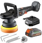 Cordless DA Buffer Polisher Compatible with Dewalt 20V Battery, 6IN Brushless 3/5"(4/5") DA Car Polisher w/ 20V 4.0 Ah Battery, 6 Speeds 5500OPM Random Orbital Polisher Waxer for Car Detailing