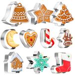 Christmas Cookie Cutter Set - 10Pcs 3'' Stainless Steel Christmas Holiday Cookie Molds Christmas Biscuit Cutters, Snowflake, Christmas Tree, Candy Cane