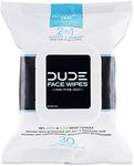 DUDE Face & Body Wipes 30 Count Unscented for Sensitive Skin Infused with Refreshing Sea Salt & Soothing Aloe, Moisturizing Face Cleansing Cloths for Men, Hypoallergenic, Alcohol Free